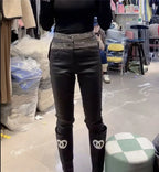 PENDRA Waist Leather Diamond Pants