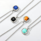 PENDRA Square Stone Black Pendant Necklace