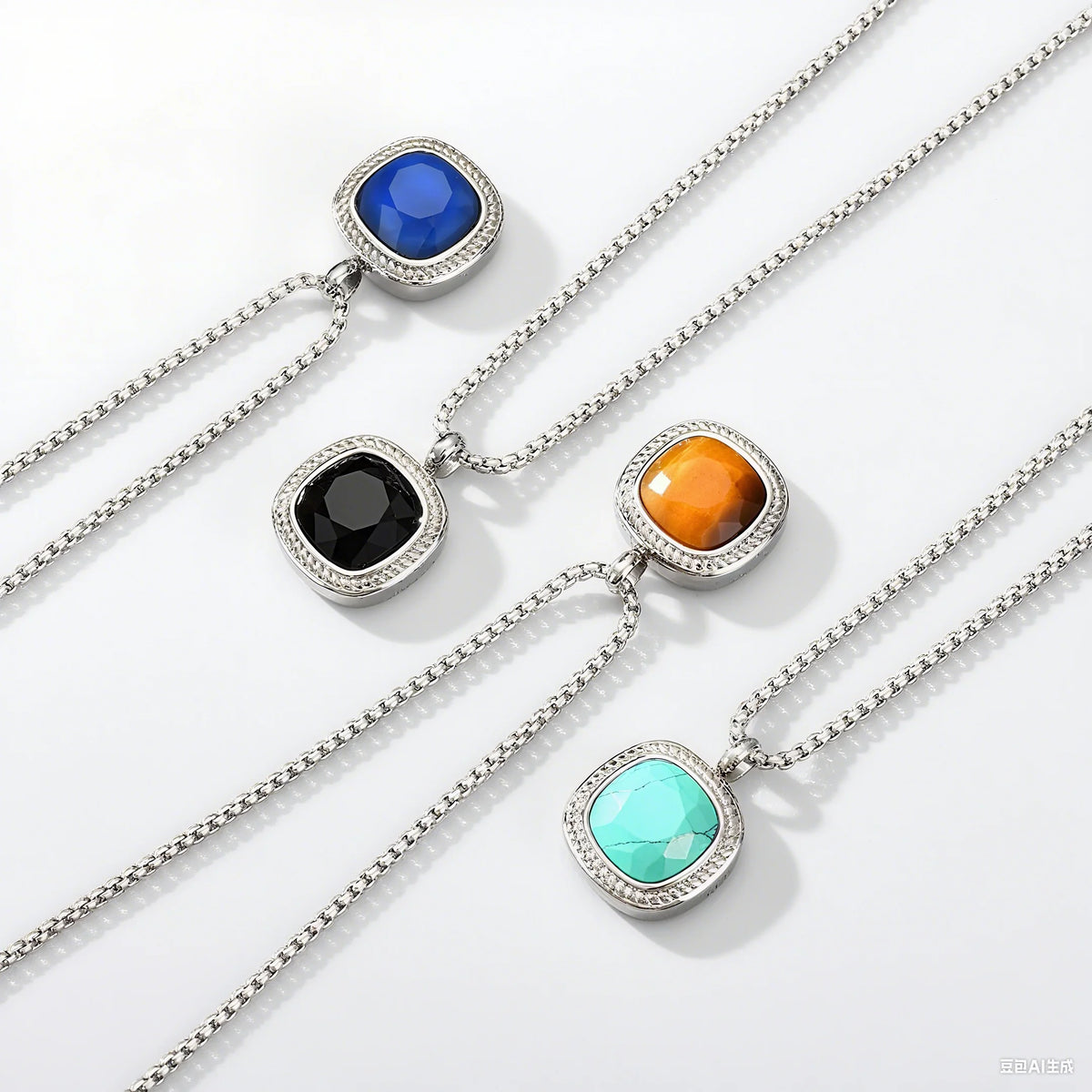 PENDRA Square Stone Black Pendant Necklace