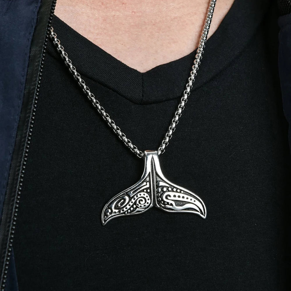 PENDRA Whaletail Stainless Steel Whale Tail Pendant