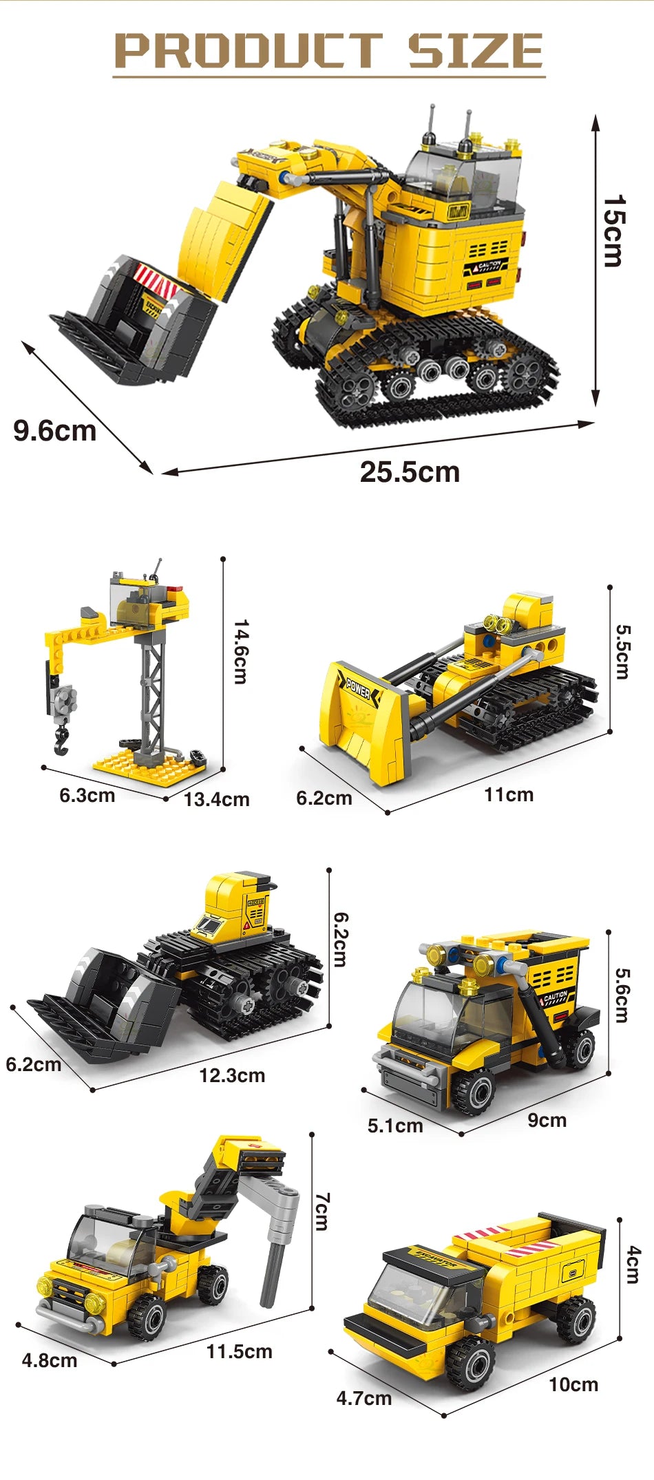 PENDRA Engineering Bulldozer Crane Building Set