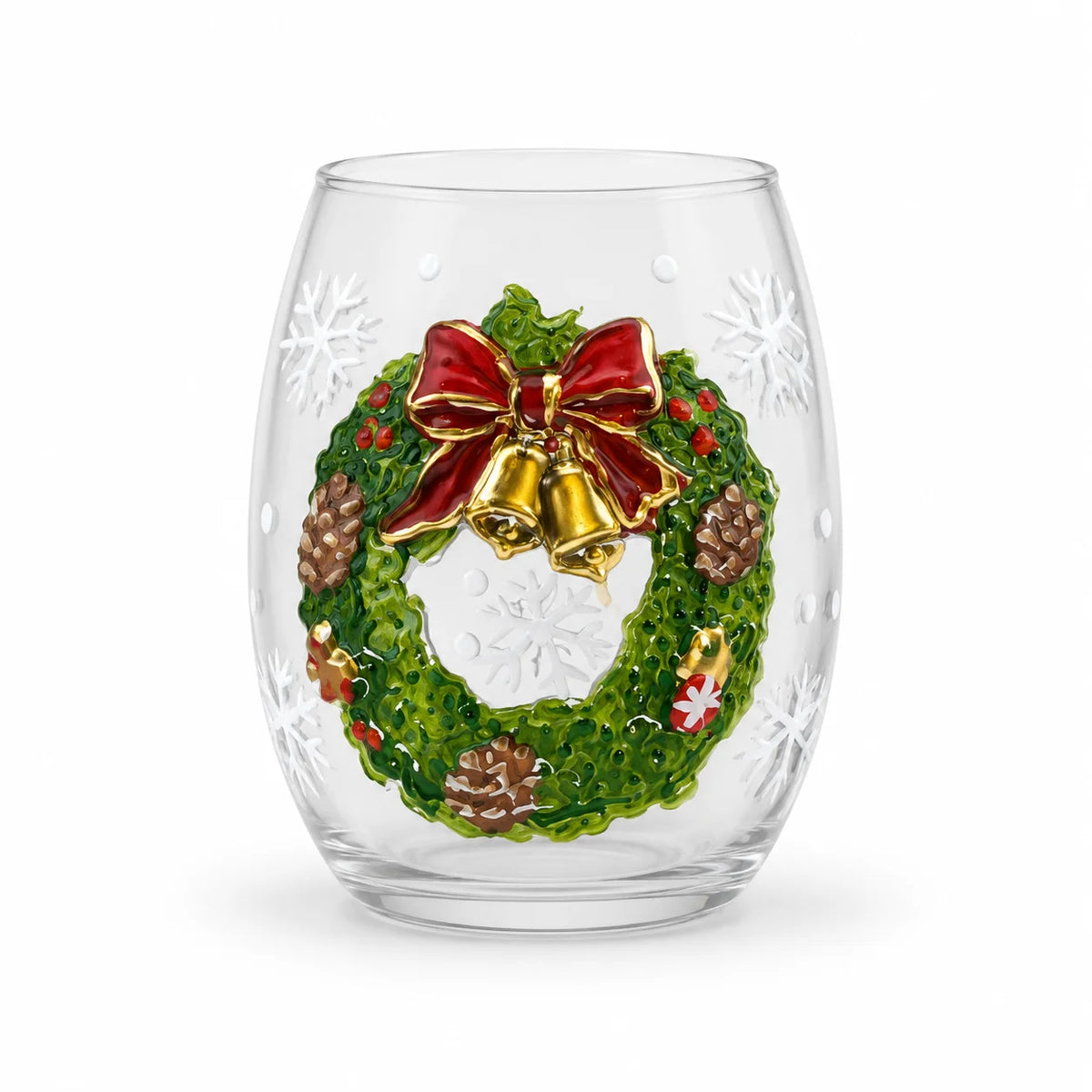 PENDRA Santa Reindeer Snowman Hand-Painted Christmas Whiskey Glass