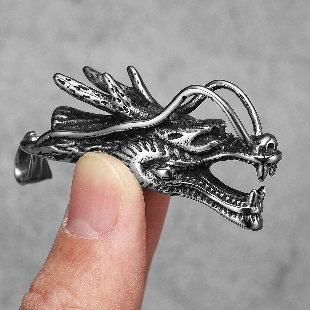 PENDRA Chinese Dragon Head Steel Necklace