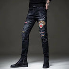 Luxury Casual Pants for Men 2023 New Summer Korean Designer Men's Jeans Slim Tiger Embroidered Harajuku Fashion Casual Trousers