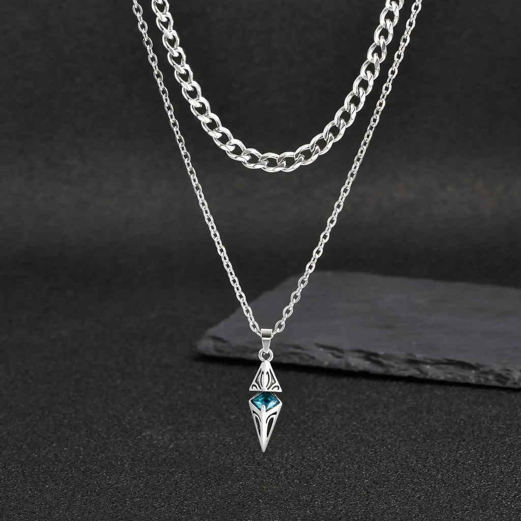 PENDRA Stone Blue Chain Necklace