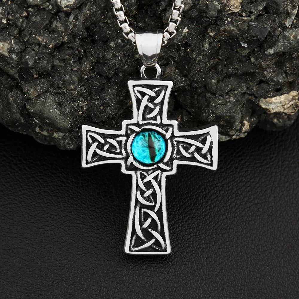 PENDRA Vikingeye Blue Eye Cross Pendant