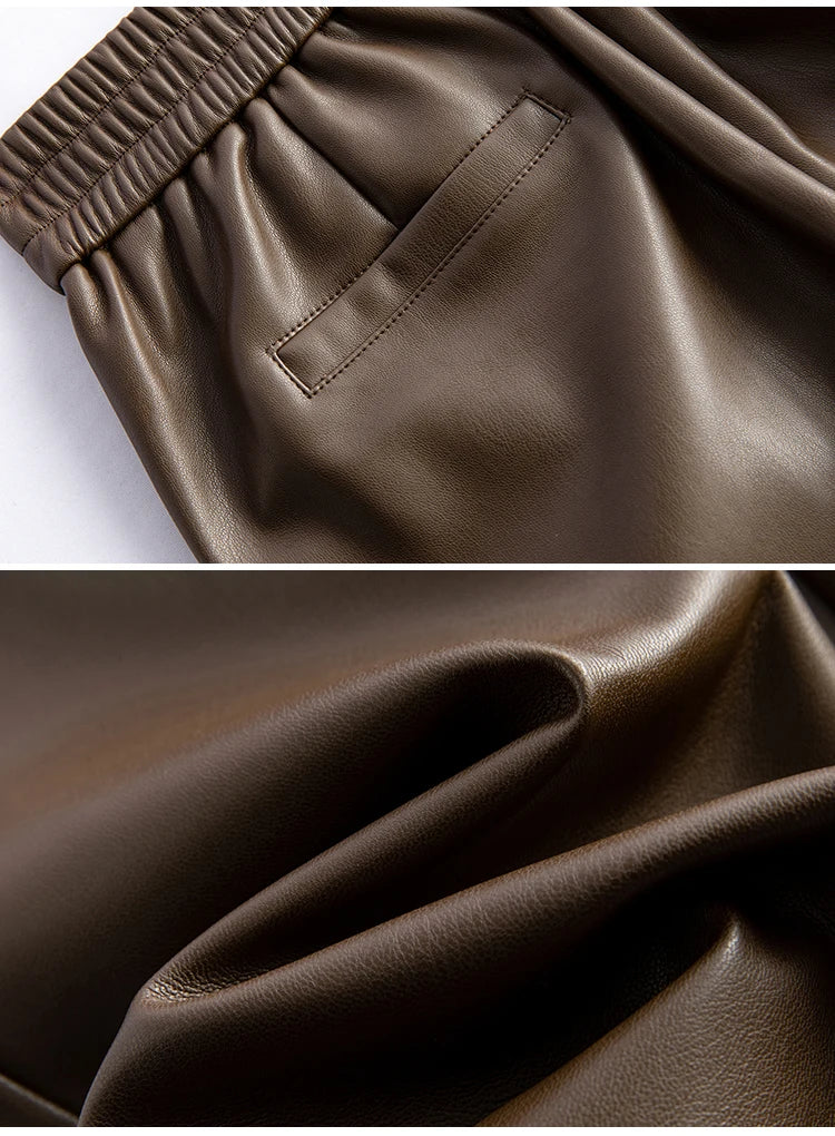 PENDRA Leather Elastic Waisted Pants