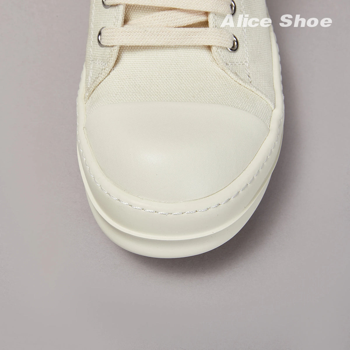 PENDRA Ivory Street Off-White Canvas Low-Top Lace-Up Platform Sneakers