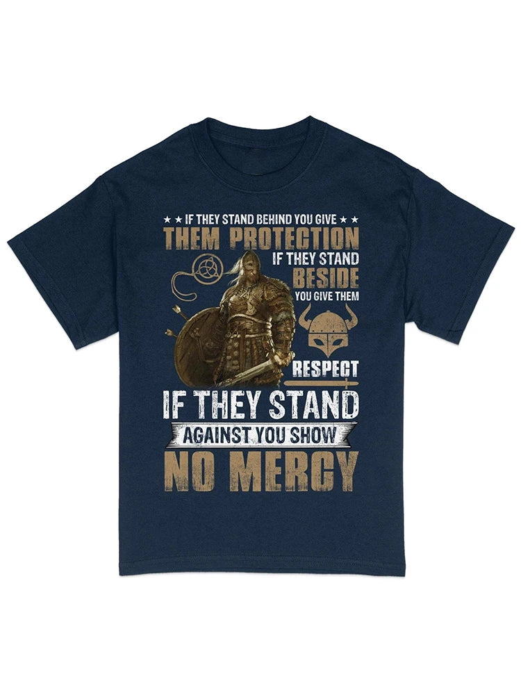 Summer Men's Street Fashion Short-sleeved Top Men's Viking Warrior T-Shirt Valhalla Nordic Norse Mythology Odin Thor T-shirt