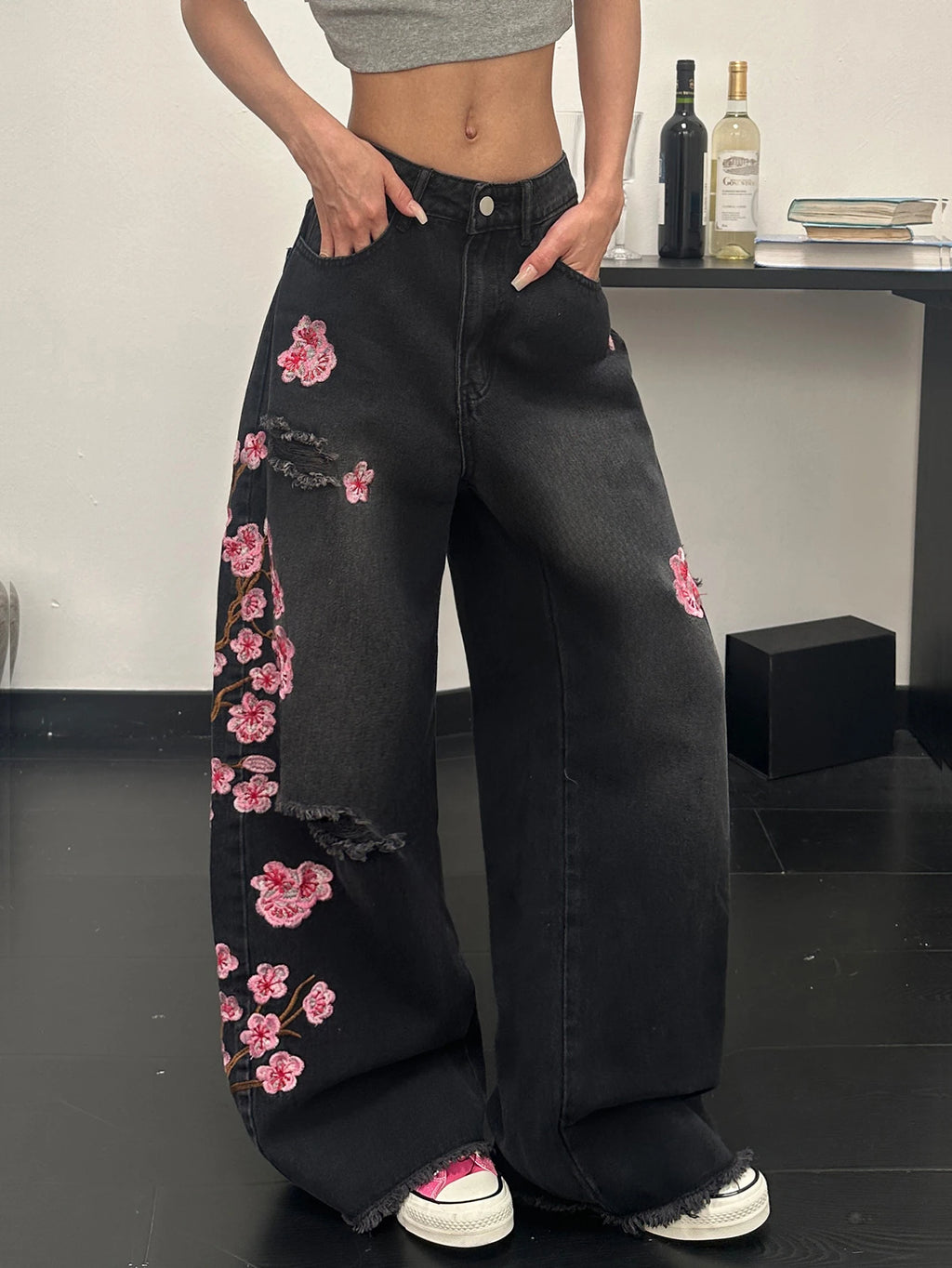 PENDRA European American Floral Jeans