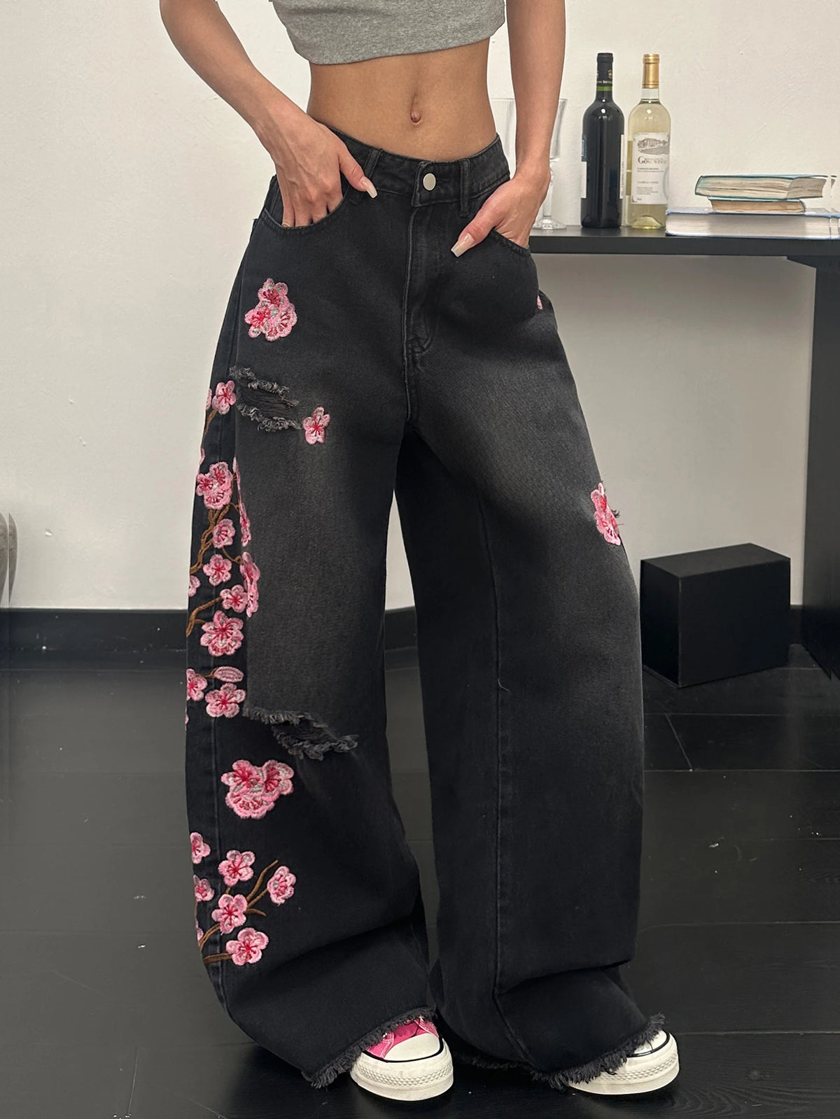 PENDRA European American Floral Jeans