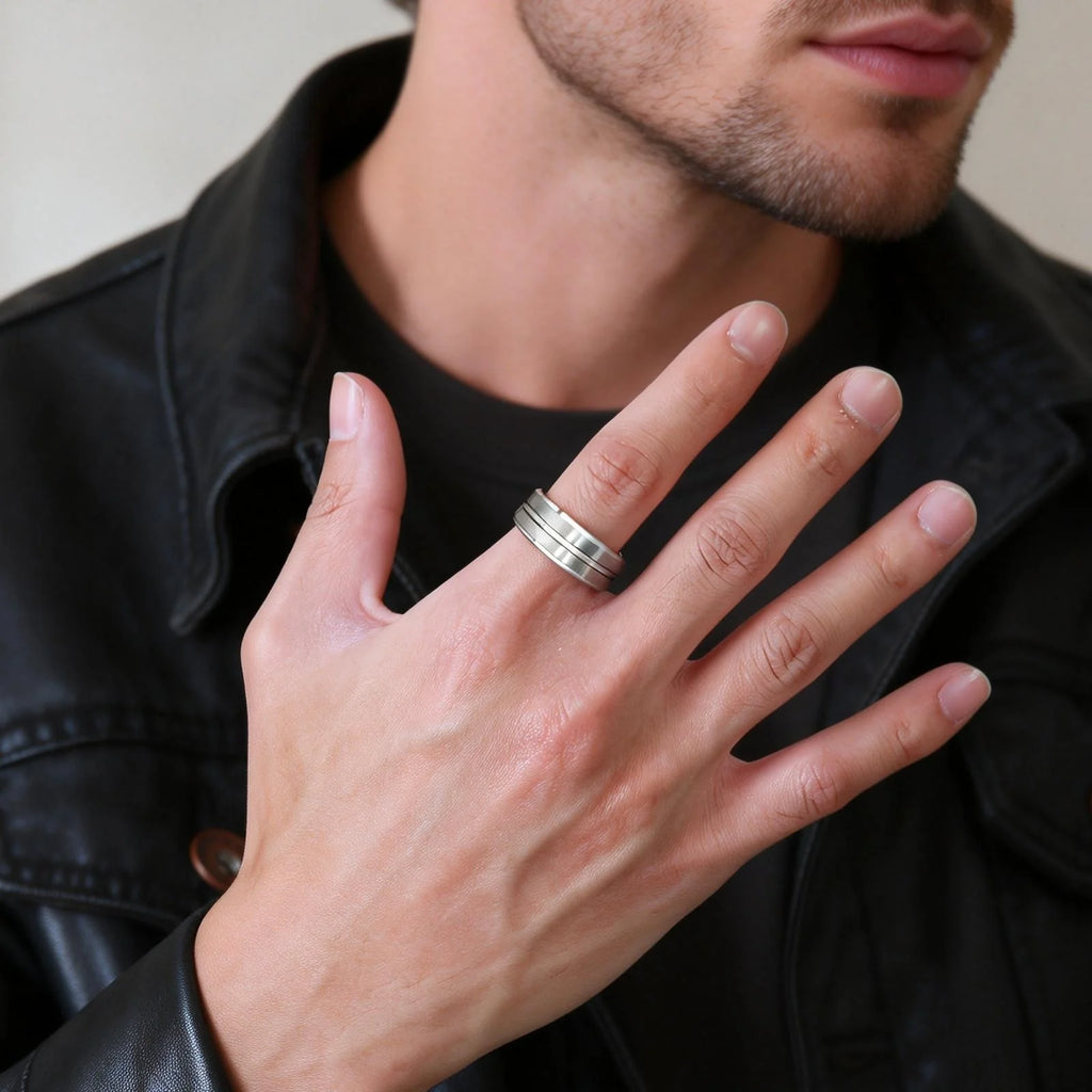 Trendy Brushed Tungsten Carbide Ring for Men Boys,8mm Grooved Durable Bend Ring,Father's Day Anniversary Gifts