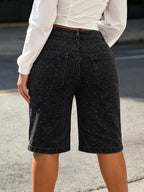 New Summer Women's Rhinestone-embellished, Loose-fitting Straight-leg Cropped Jeans, Includes a Belt, Comfortable Fit, Summer outfits for women