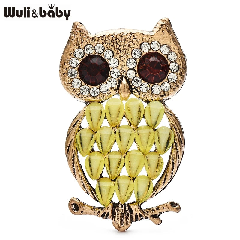 Wuli&baby Lovely Vintage Owl Brooches For Women Men 2-color Beautiful Bird Animal Brooch Pins New Year Gifts