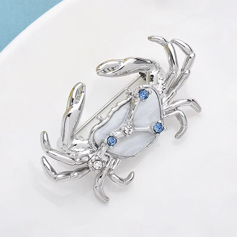 PENDRA Cancer Rhinestone Zodiac Crab Brooch