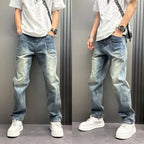 Blue Jeans Loose Casual 2026 Spring Summer Washed Blue Denim Men's Pants Washed Trousers Streetwear Clothing Baggy Man Jeans