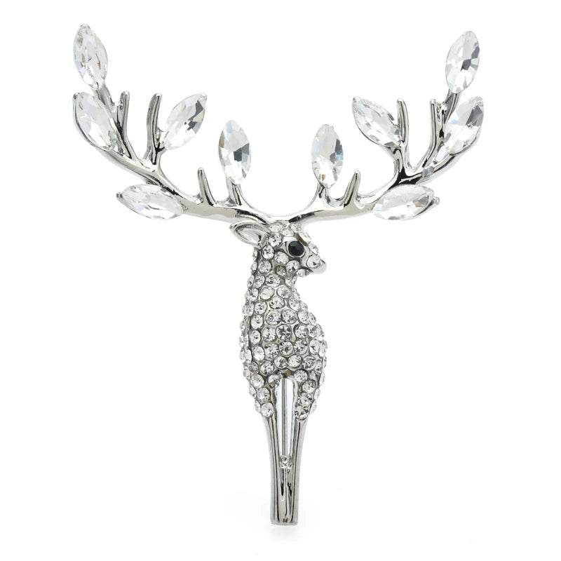 PENDRA Lucky Deer Rhinestone Animal Brooch