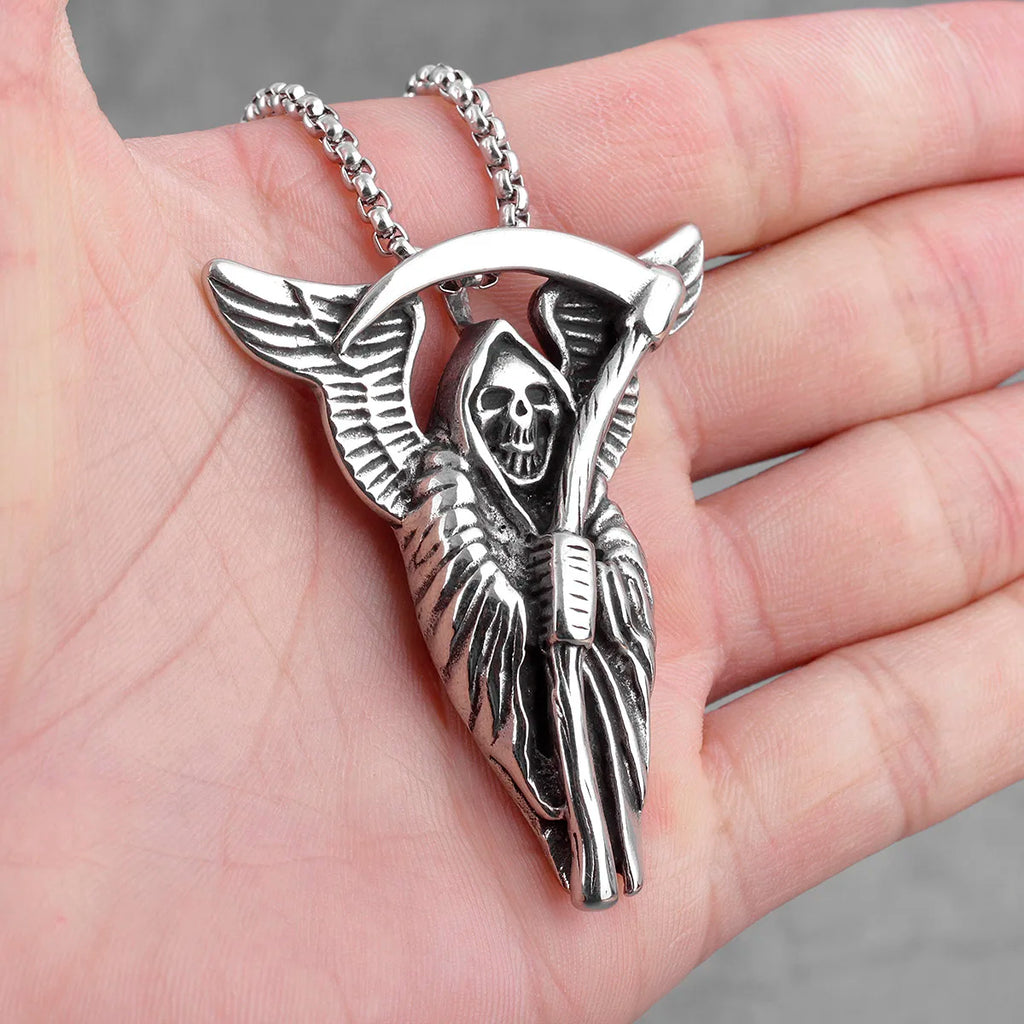PENDRA Grim Reaper Death Steel Necklace