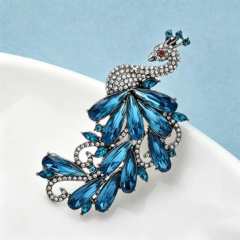 PENDRA Royale Crystal Peacock Brooch