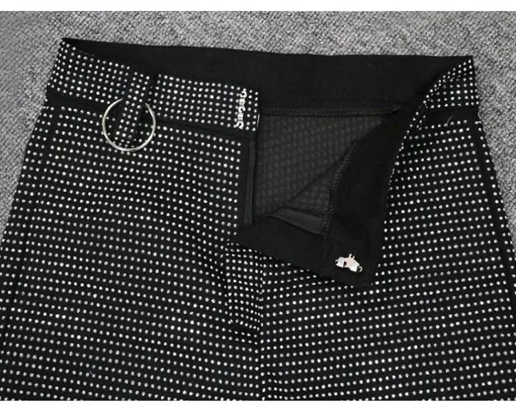 Rhinestone Shorts Women Wide Leg Shorts High Waist Sexy New Fashion Elastic Waist Diamond Casual Hot Pants Female belt
