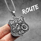PENDRA Motorcycle Rider Route66 Steel Necklace