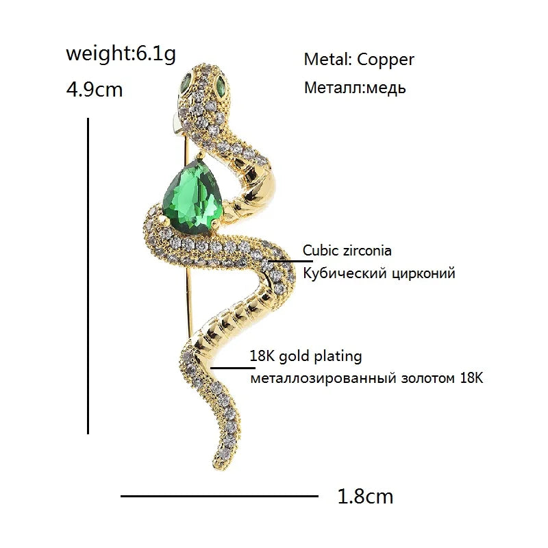 Wuli&baby High Quality Snake Brooches For Women 2-color Crystal Snake Of The Year Animal Party Office Brooch Pins Gifts