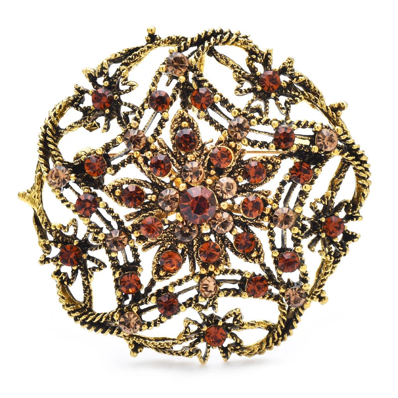 PENDRA Stella Vintage Rhinestone Star-Flower Brooch