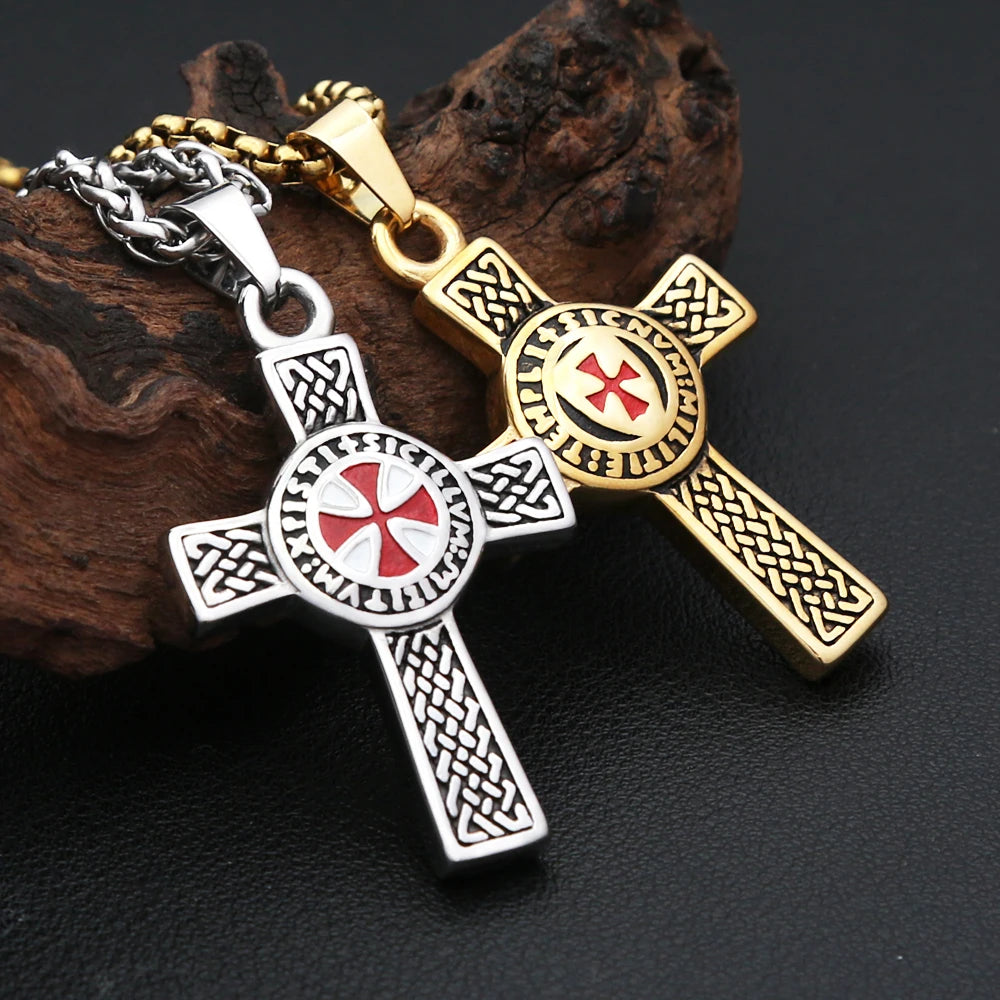PENDRA Redcross Punk Shield Pendant Necklace