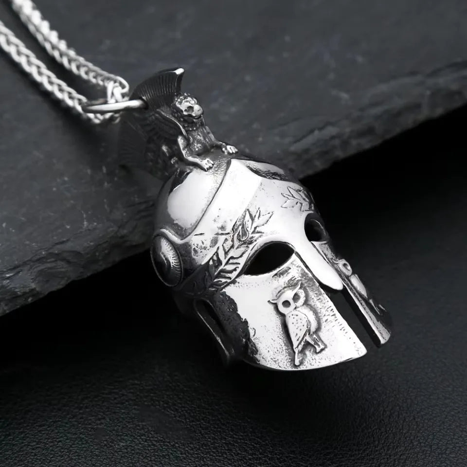 PENDRA Spartanhelm 3D Stainless Steel Spartan Helmet Pendant