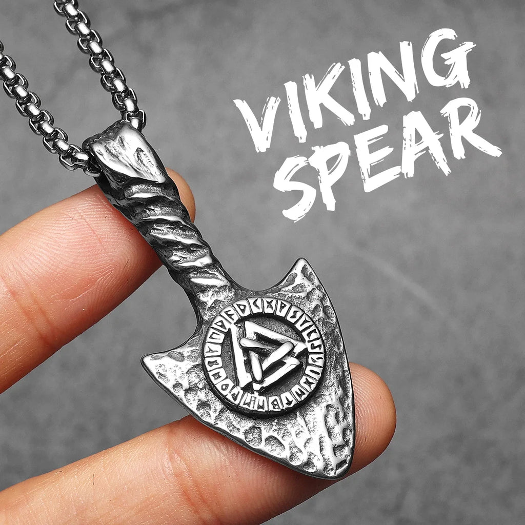 PENDRA Rune Spearhead Odin Steel Necklace