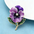 PENDRA Viola February Birthday Enamel Pansy Brooch