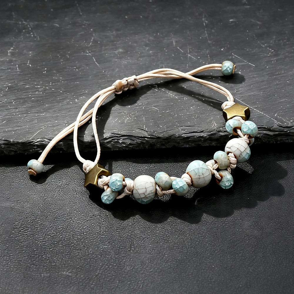 PENDRA Ceramica Light Blue Handmade Ceramic Beaded Bracelet