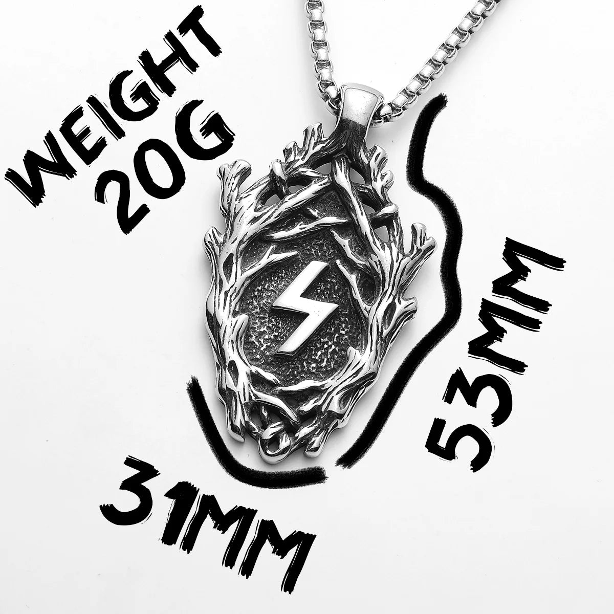 PENDRA Rune Branch Steel Necklace