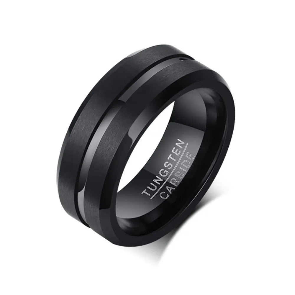 Trendy Brushed Tungsten Carbide Ring for Men Boys,8mm Grooved Durable Bend Ring,Father's Day Anniversary Gifts