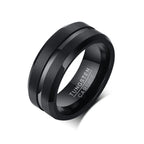 Trendy Brushed Tungsten Carbide Ring for Men Boys,8mm Grooved Durable Bend Ring,Father's Day Anniversary Gifts