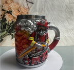 3D Firefighter Resin Mug Creative Fireman Coffee Cup with Hose Handle Fire Truck Relief Collectible Gift