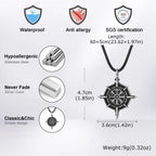 Retro Viking Rune Compass Necklace for Men Boys,Gun black Stainless Steel Talisman Collars,Stylish Punk Jewelry Gift