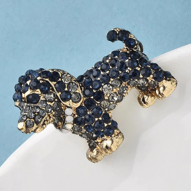 PENDRA Noble Puppy Rhinestone Dog Brooch