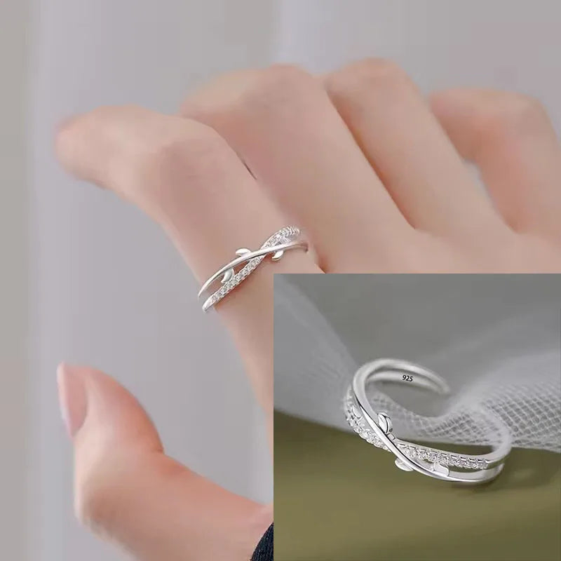 VENTFILLE 925 Sterling Silver Double Layer Vintage Twisted Ring For Female Gift Trend Open Adjustable Design Jewelry Wholesale