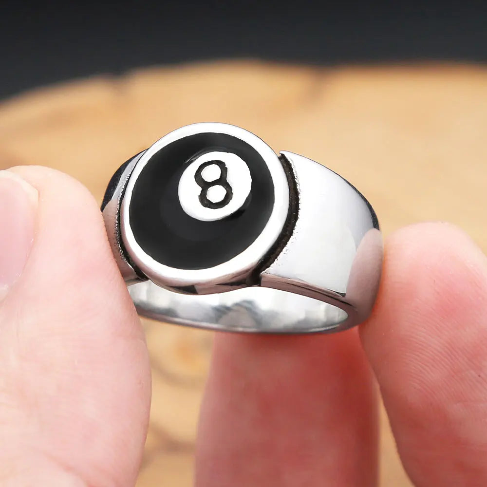 PENDRA Black8 Stainless Steel Number 8 Ring