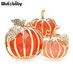 PENDRA Harvest Pumpkin Enamel Rhinestone Brooch