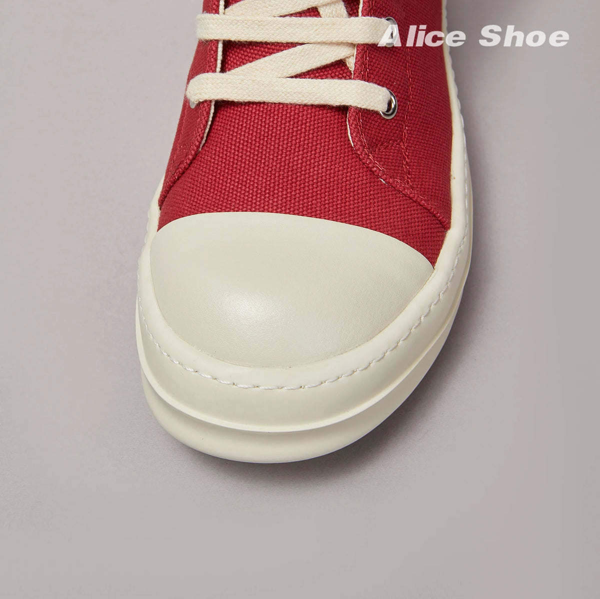 PENDRA Red Punk Red Canvas High-Top Zip Thick-Sole Platform Ankle Boots