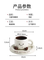 Cute Smiley Face Ceramic Coffee Mug with Saucer 3D Cartoon Design Tea Cup