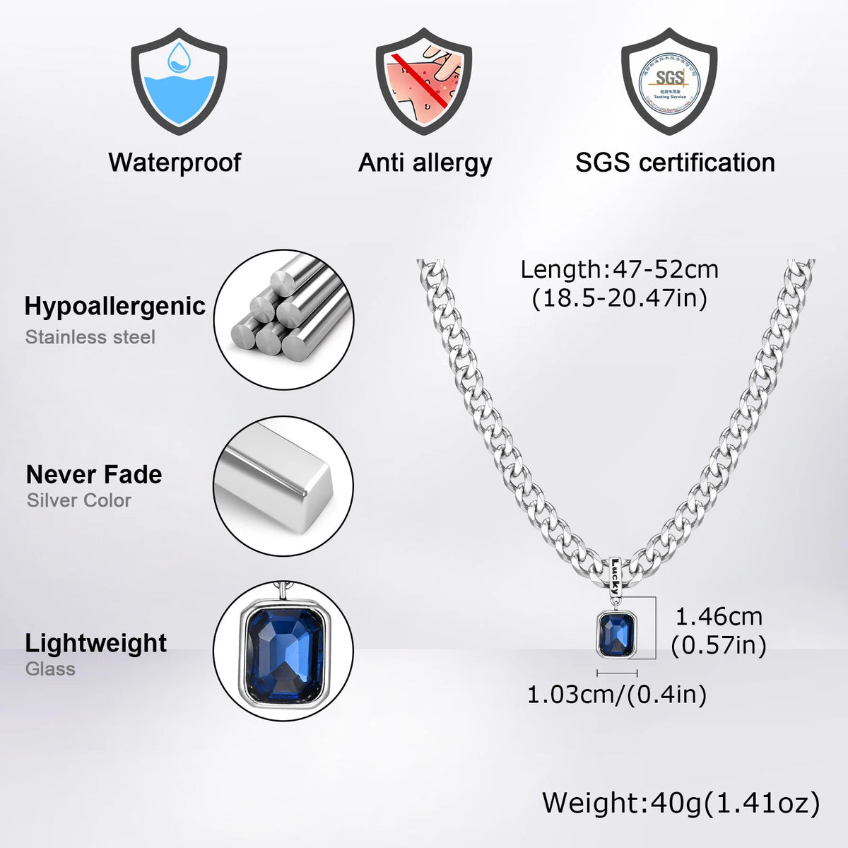 PENDRA Square Cuban Pendant Necklace