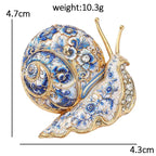 PENDRA Garden Snail Rhinestone Enamel Brooch