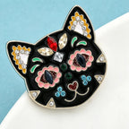 PENDRA Flower Cat Head Brooch