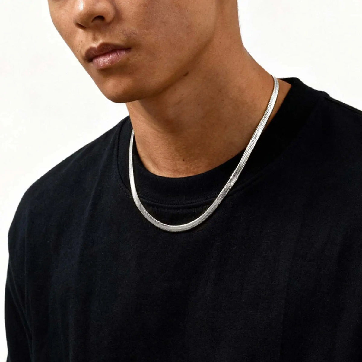 2pcs Chain Necklace for Men Boys,4MM Stainless Steel Flat Snake Chain Collars,2mm Silver Gold Color Box Chain Gift