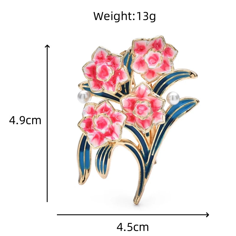PENDRA Peonia Enamel Peony Flower Brooch