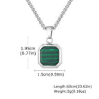 PENDRA Square Stone Green Pendant Necklace