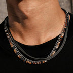 Rock Punk Layering Necklace for Men,Casual Vintage Beads Leather Collars,Birthday Party Jewelry Gift